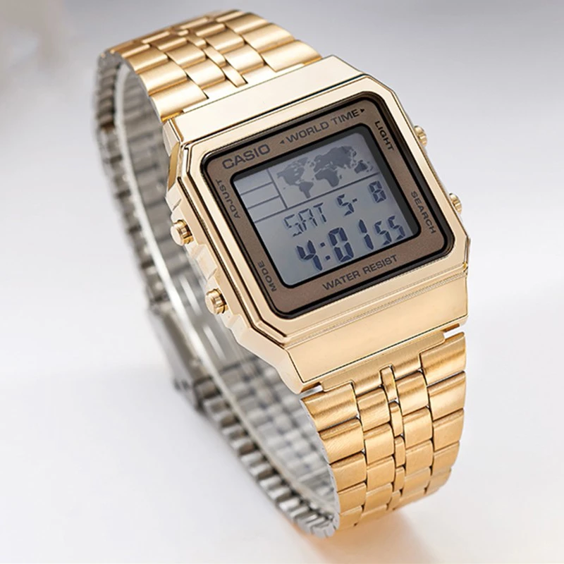 商品[国内直发] Casio|卡西欧手表男女学生网红小金表方块复古潮流电子表A500WGA-9,价格¥372,第4张图片详细描述