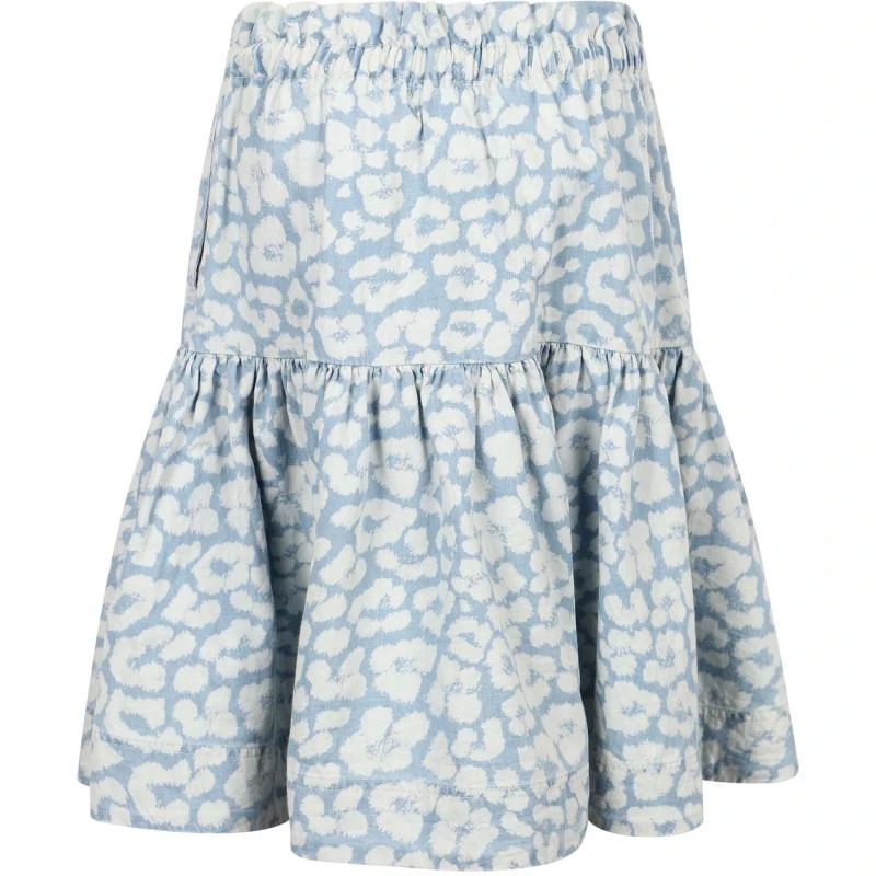 商品MOLO|Bleached jaguar ruffled midi skirt in blue and white,价格¥625,第2张图片详细描述