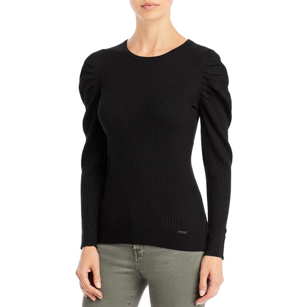 T Tahari Womens Ribbed Crewneck Pullover Sweater商品第1张图片规格展示