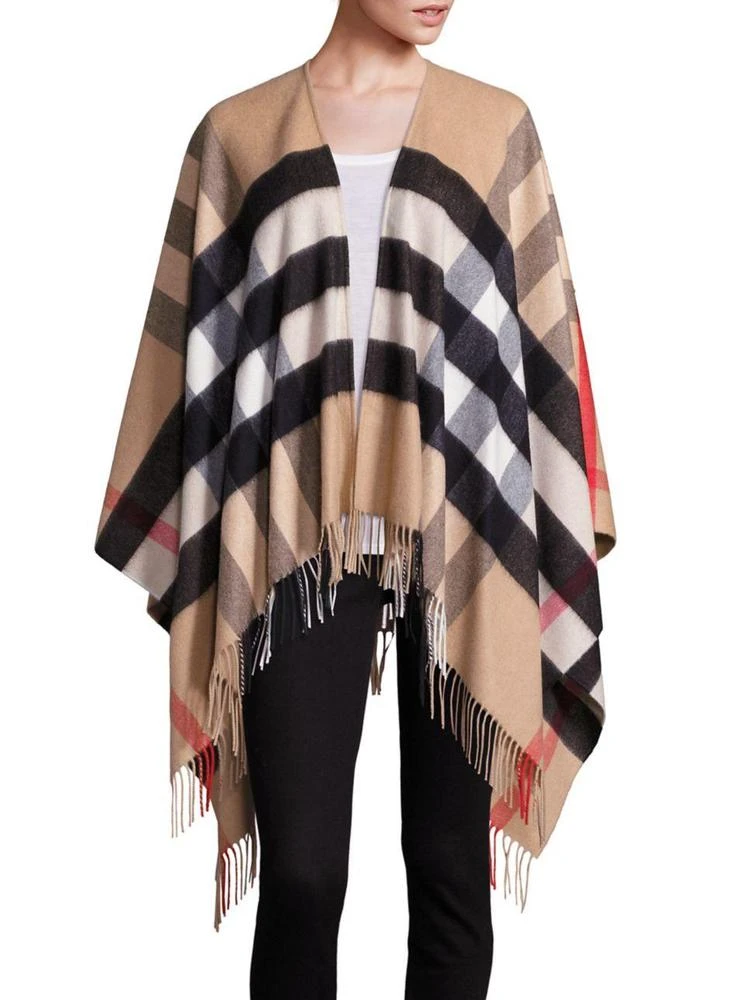商品Burberry|Collette Merino Wool & Cashmere Check Cape,价格¥8534,第1张图片