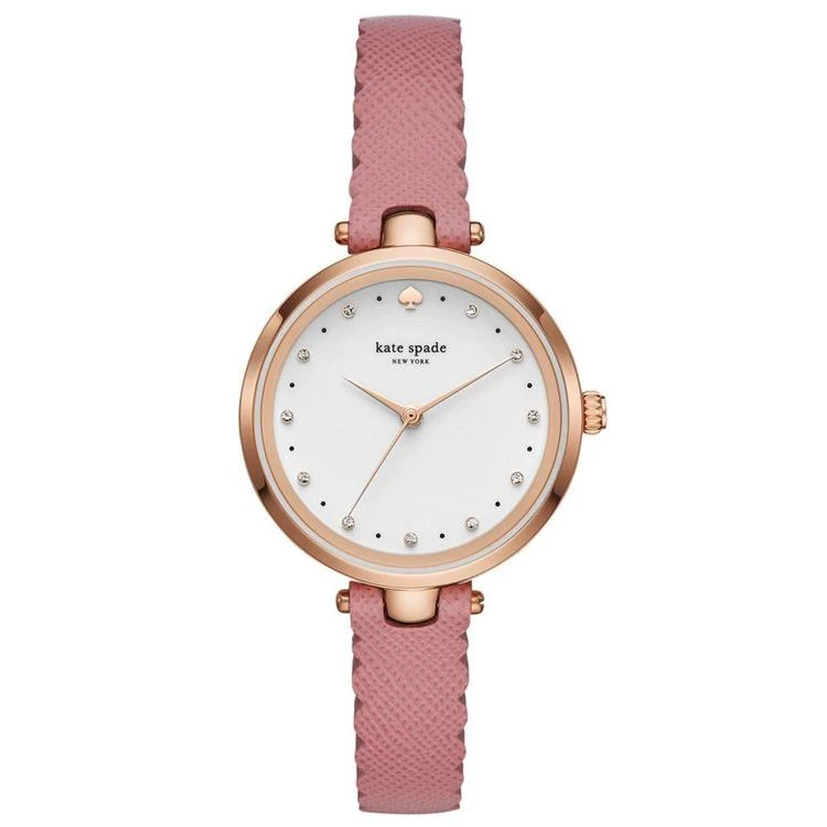 商品Kate Spade|Women's Holland Pink Leather Strap Watch 34mm,价格¥730,第1张图片