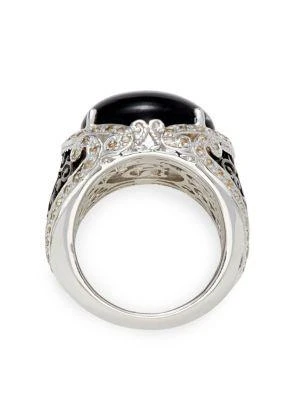 商品Delatori by ALOR|Sterling Silver, Black Rhodium, Black Onyx & Clear Crystal Ring,价格¥2830,第3张图片详细描述