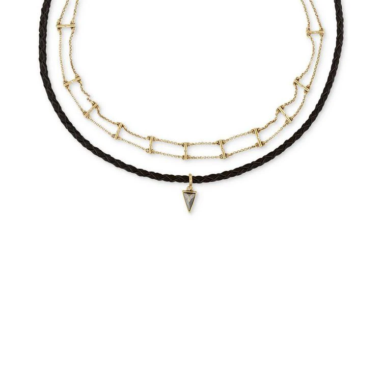 商品Lucky Brand|Gold-Tone 2-Pc. Set Black Leather Choker Necklaces, a Macy's Exclusive Style,价格¥348,第2张图片详细描述