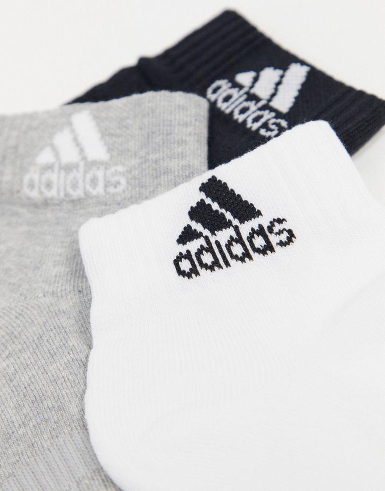 adidas Training 3 pack cushioned ankle socks in multi商品第2张图片规格展示