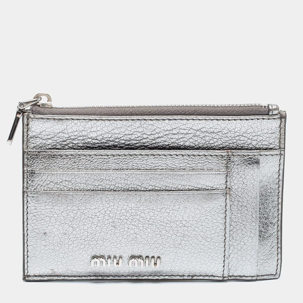 商品[二手商品] Miu Miu|Miu Miu Metallic Silver Leather Zip Card Holder,价格¥822,第1张图片