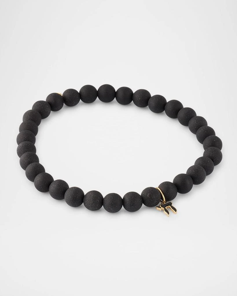 商品Sydney Evan|Men's Black Onyx Beaded Bracelet with 14K Gold Enamel Chai Charm,价格¥2239,第4张图片详细描述