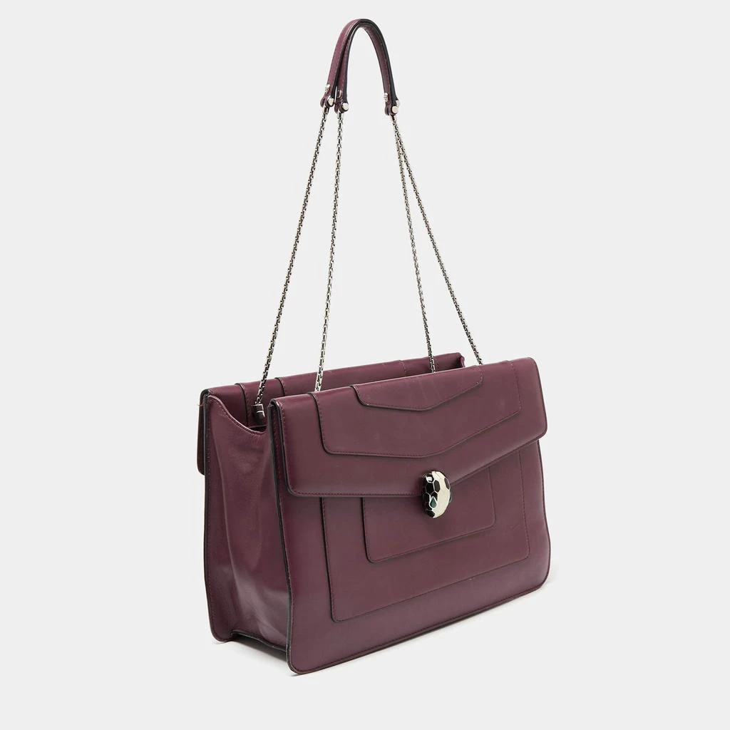 商品[二手商品] BVLGARI|Bvlgari Plum Leather Large Serpenti Forever Flap Tote,价格¥3551,第3张图片详细描述