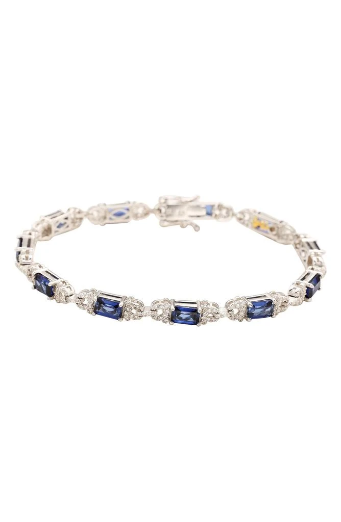 商品Suzy Levian|Sapphire & Lab Created White Sapphire Tennis Bracelet,价格¥2812,第1张图片