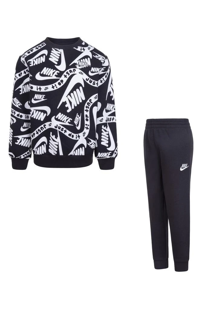 商品NIKE|Kids' Club Allover Print Sweatshirt & Joggers Set,价格¥219,第1张图片