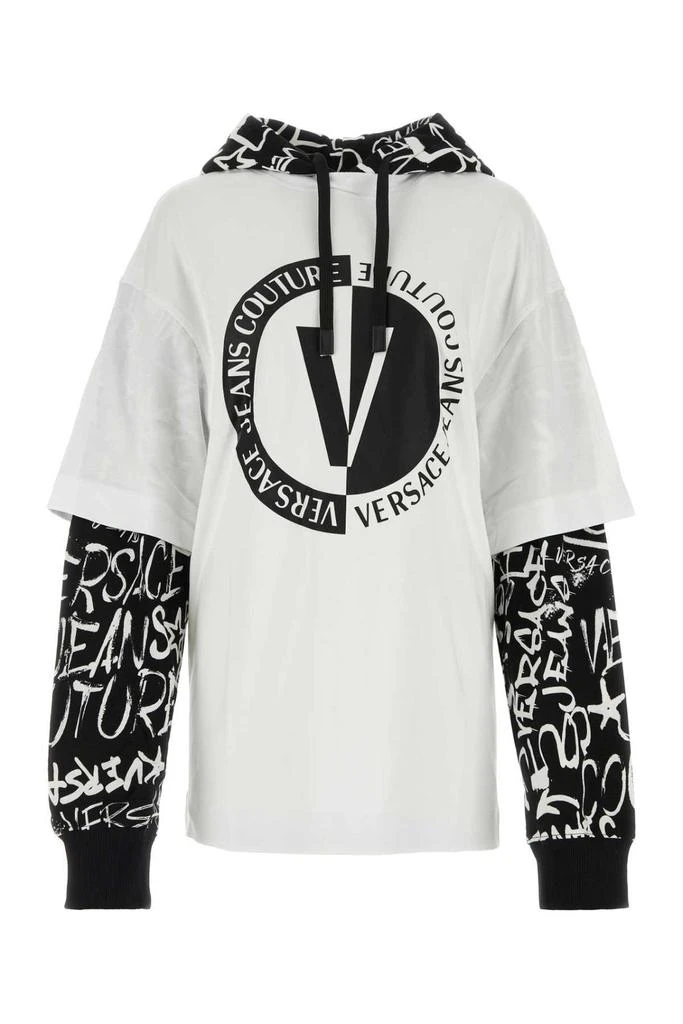 商品Versace|Versace Jeans Couture Logo Print Panelled Hoodie,价格¥1076,第1张图片