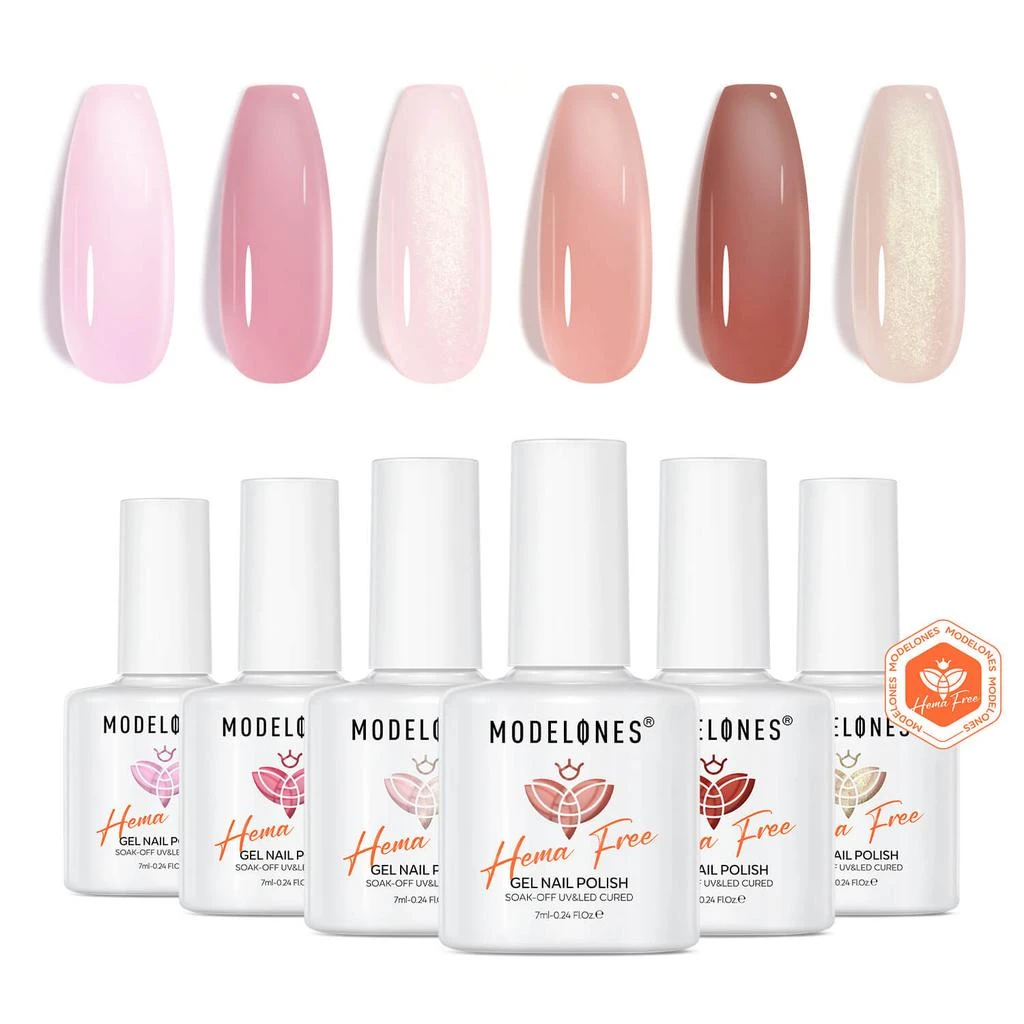 商品[国内直发] MODELONES|Sugarcoat - Hema-Free 6 Colors Gel Nail Polish Set 7ml,价格¥143,第1张图片