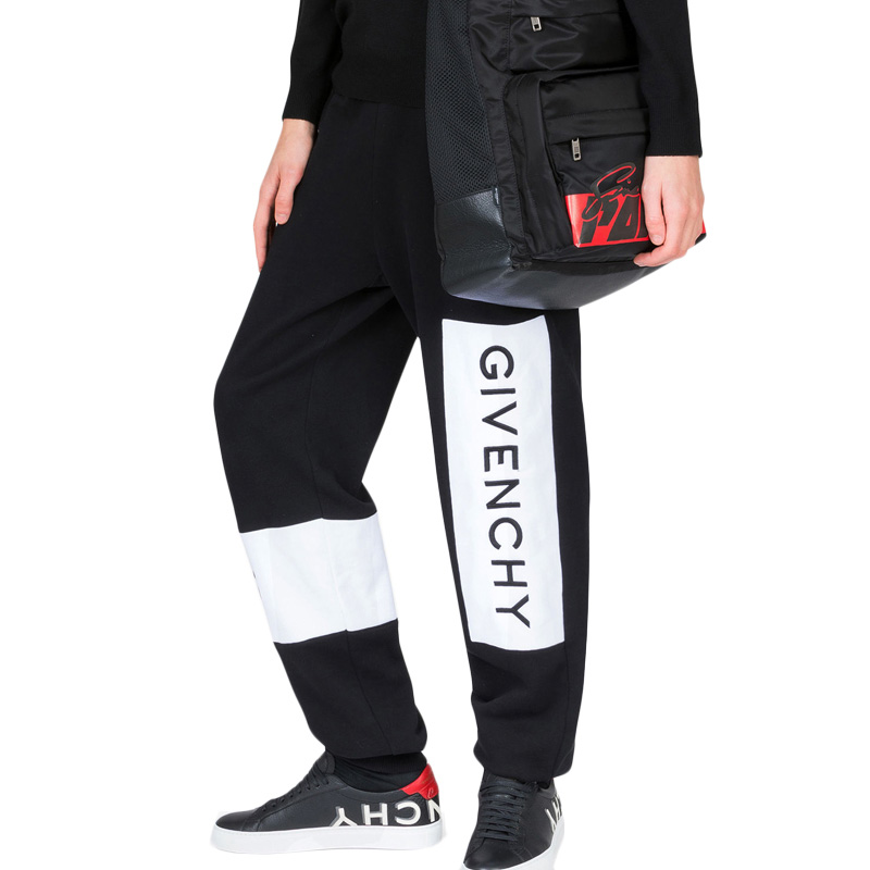 Givenchy 纪梵希 男士黑色拼多色棉质休闲裤 BM503V3003-001商品第3张图片规格展示