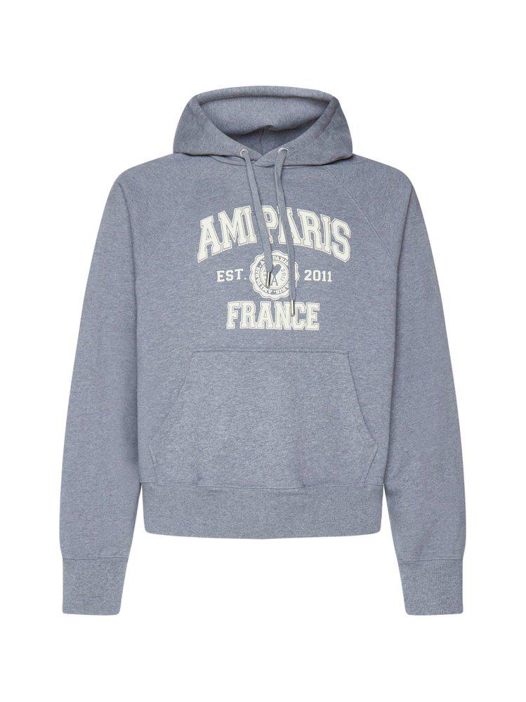 AMI Logo Printed Long-Sleeved Hoodie商品第1张图片规格展示