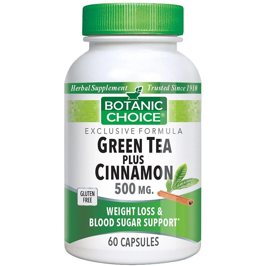 商品Botanic Choice|Green Tea Plus Cinnamon 500 mg Herbal Supplement Capsules,价格¥201,第1张图片