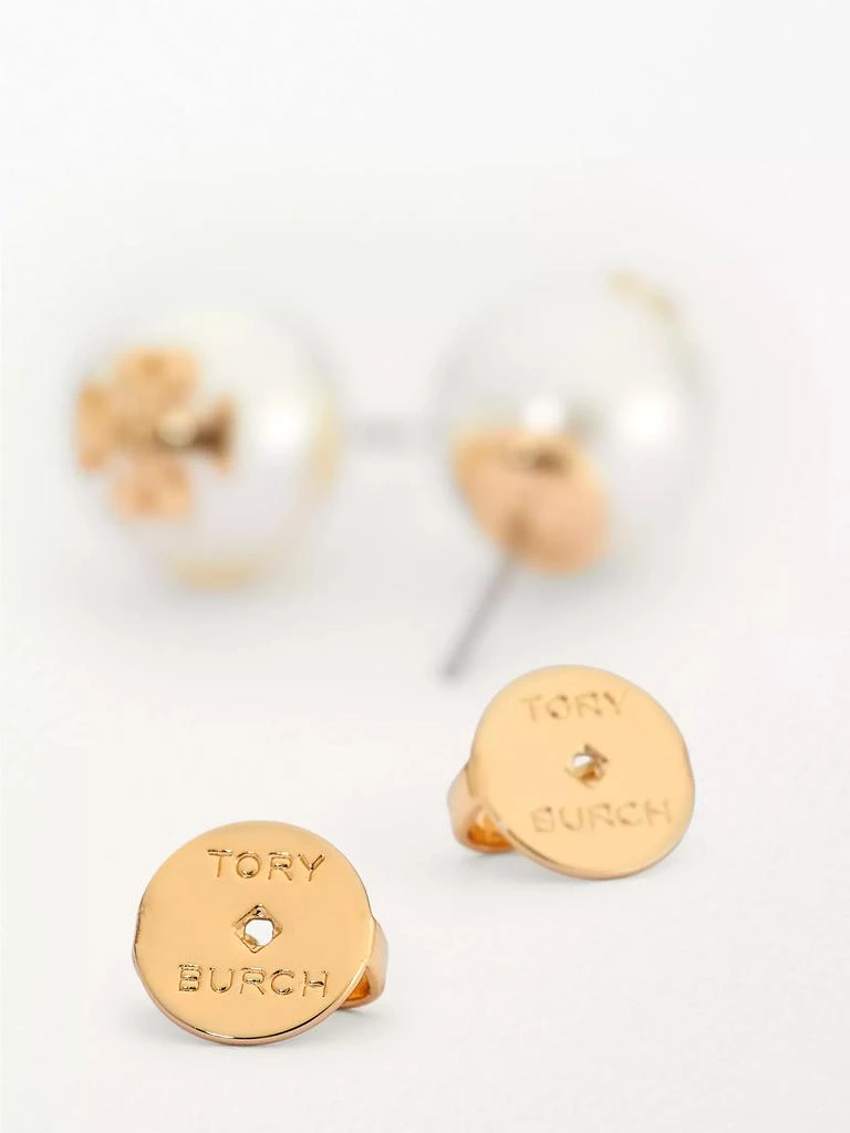 商品Tory Burch|Crystal-Pearl Yellow Goldtone Logo Stud Earrings,价格¥586,第4张图片详细描述