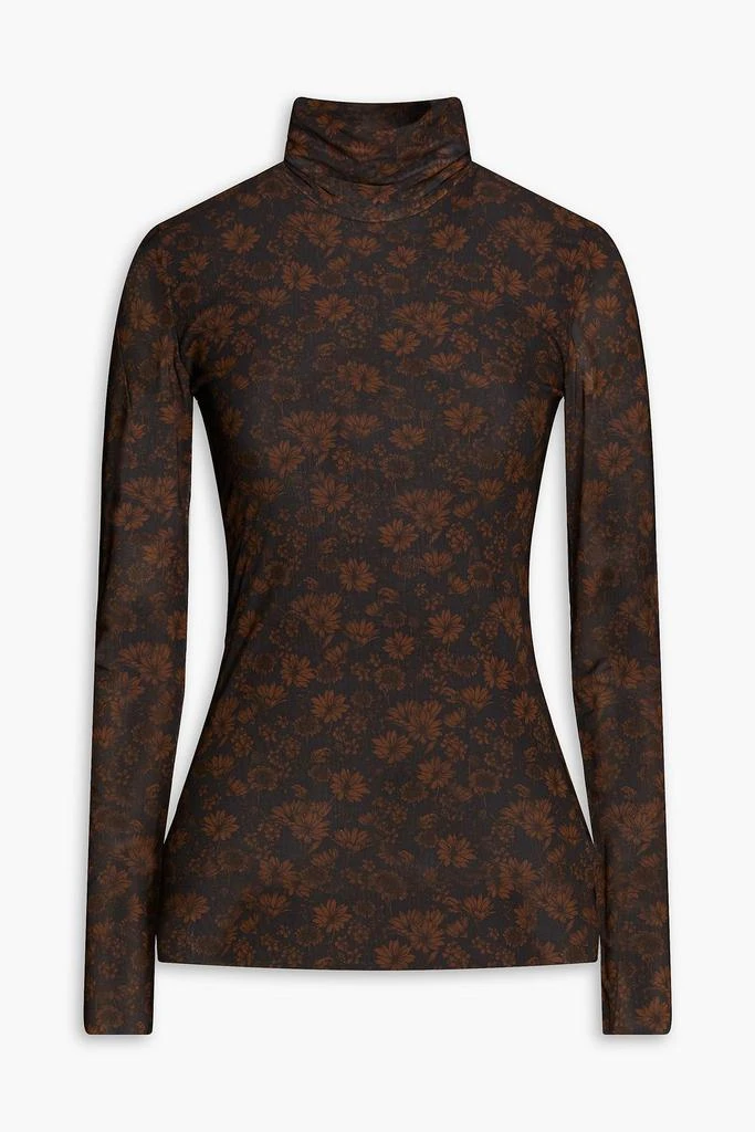 商品Ganni|Floral-print stretch-mesh turtleneck top,价格¥501,第1张图片