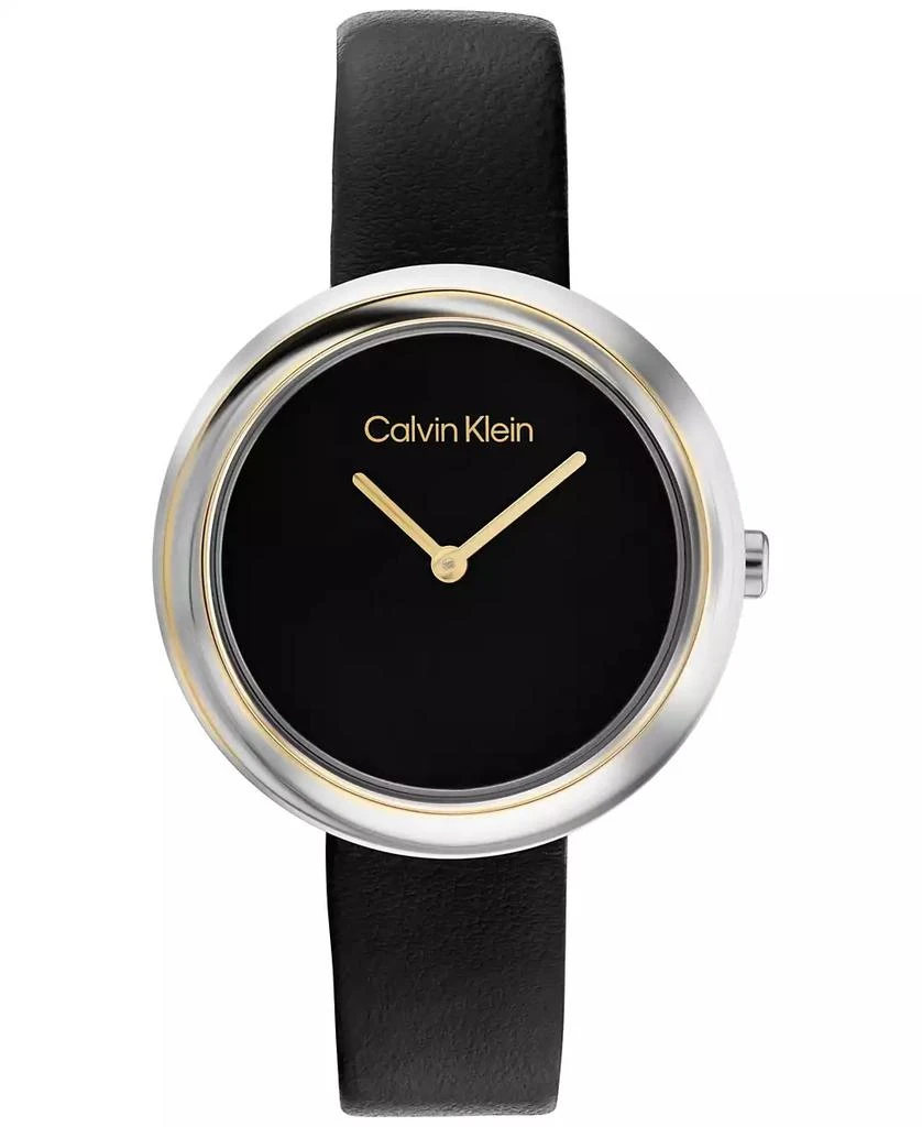 商品Calvin Klein|Black Leather Strap Watch 34mm,价格¥493,第1张图片