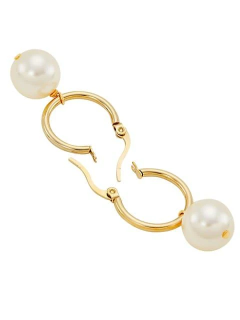 商品Shashi|Jasmin 14K Gold-Plated Faux Pearl Hoop Earrings,价格¥506,第3张图片详细描述