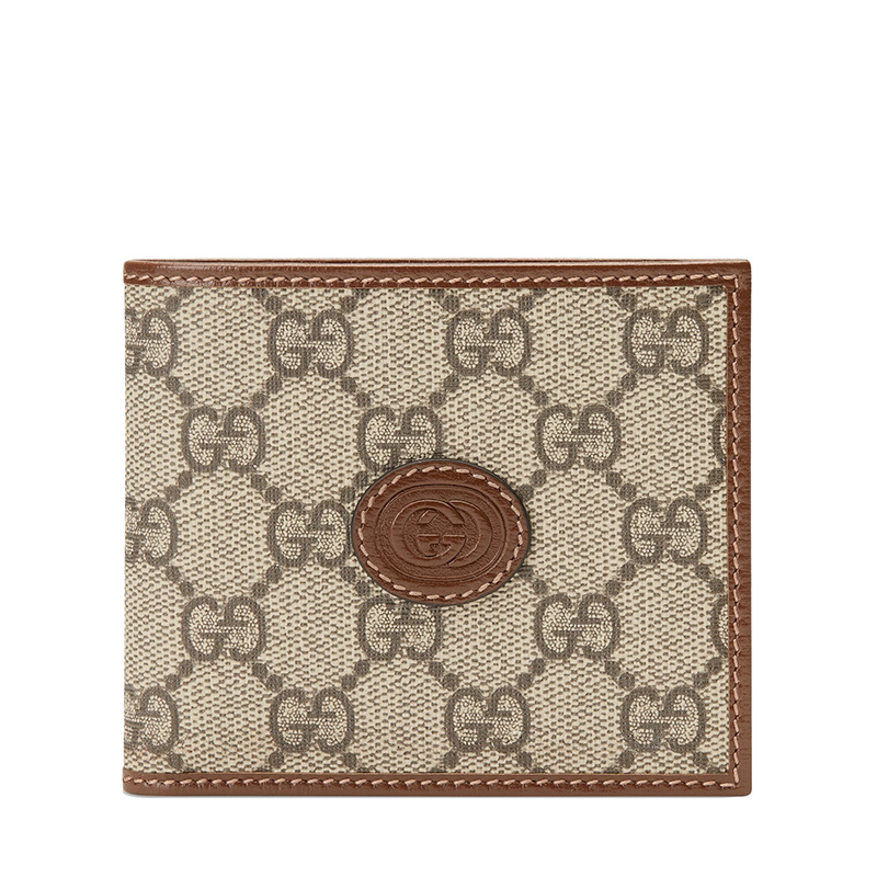 商品Gucci|GUCCI/古驰 男士经典老花帆布配棕色皮革双折短款钱包,价格¥3166,第1张图片