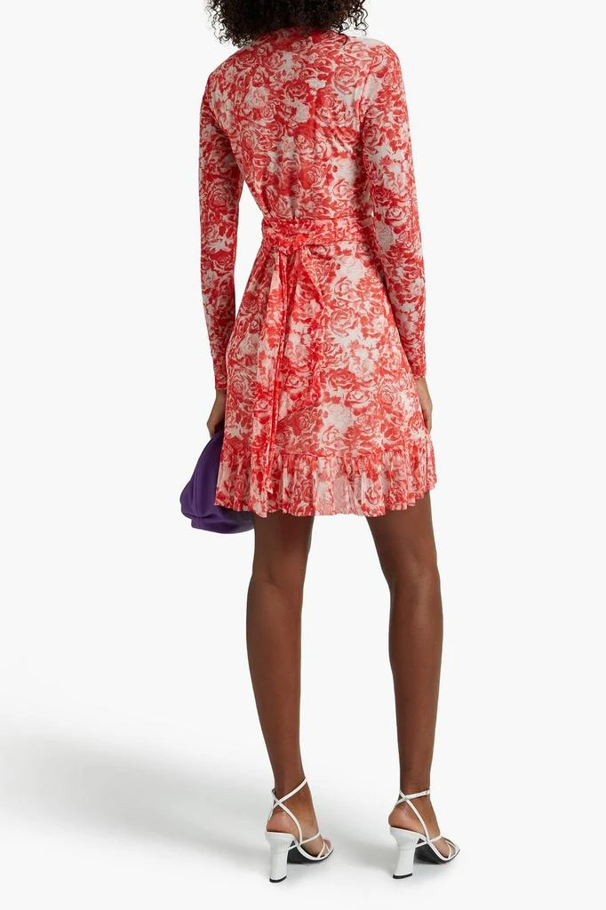 商品Ganni|Ruffle-trimmed floral-print mesh mini wrap dress,价格¥884,第1张图片
