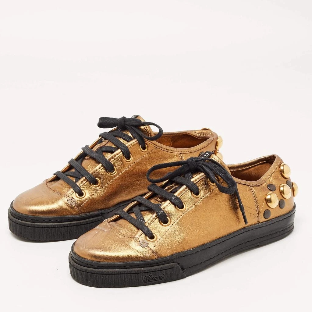 商品[二手商品] Gucci|Gucci Metallic Leather Babouska Studded Praga Sneakers Size 36,价格¥1140,第2张图片详细描述