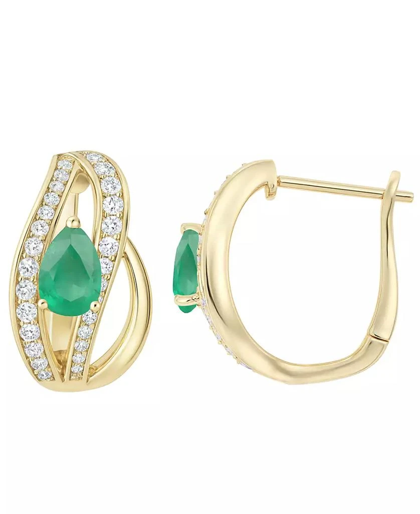 商品Macy's|Emerald (5/8 ct. t.w.) and Diamond (1/3 ct. t.w.) Drop Earrings in 14K Gold (also in 14K White Gold Sapphire & 14K Gold Ruby),价格¥22811,第3张图片详细描述