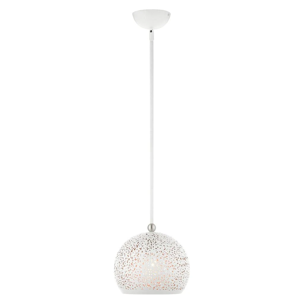 商品Livex Lighting|One Light White with Brushed Nickel Accents Pendant,价格¥1337,第3张图片详细描述