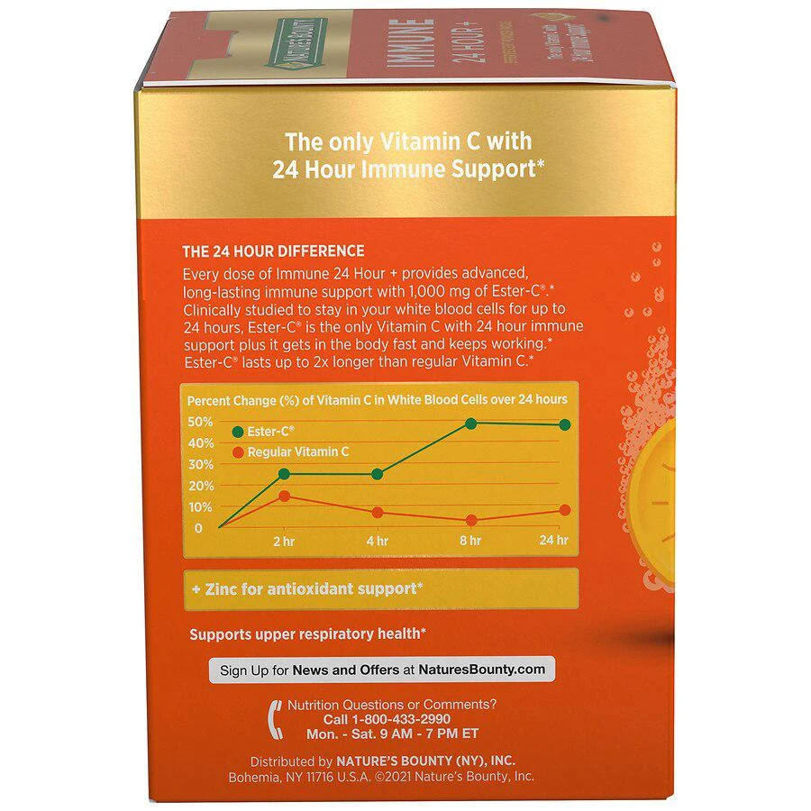 商品Nature's Bounty|Immune 24 Hour + Effervescent Powder Packs Orange,价格¥125,第3张图片详细描述