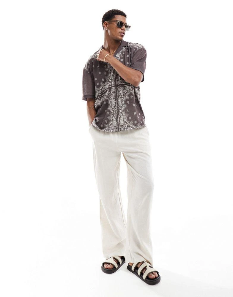 商品ASOS|ASOS DESIGN oversized revere polo in paisley all over print,价格¥73,第2张图片详细描述