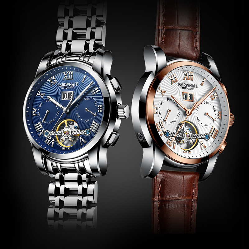 马克华菲品牌手表男士陀飞轮机械表商务日历星期手表商品第4张图片