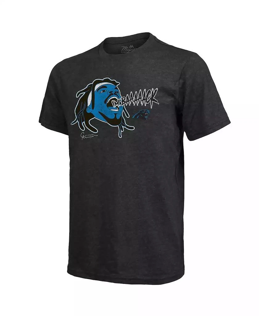 商品Majestic|Men's Threads Cam Newton Black Carolina Panthers Tri-Blend Player Graphic T-shirt,价格¥313,第3张图片详细描述