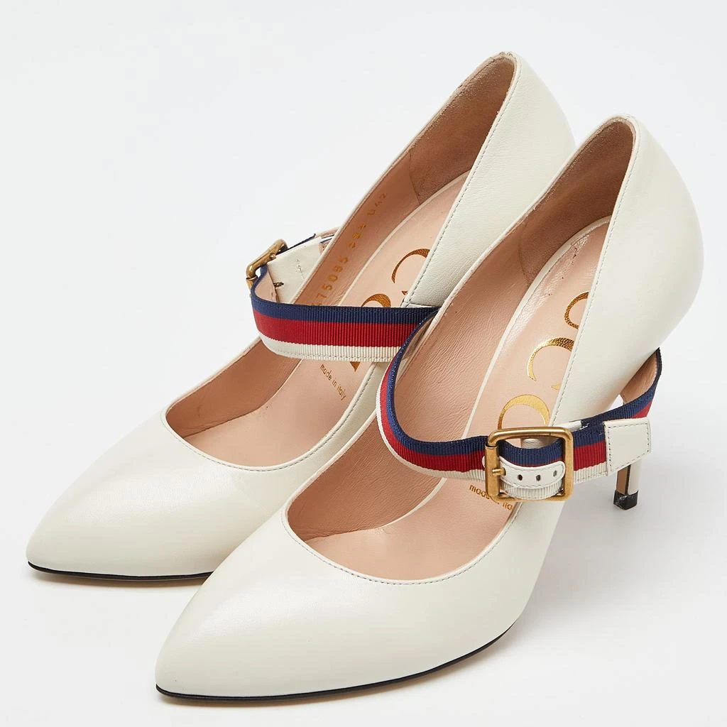 商品[二手商品] Gucci|Gucci Cream Leather Sylvie Mary Jane Pumps Size 38.5,价格¥4889,第2张图片详细描述