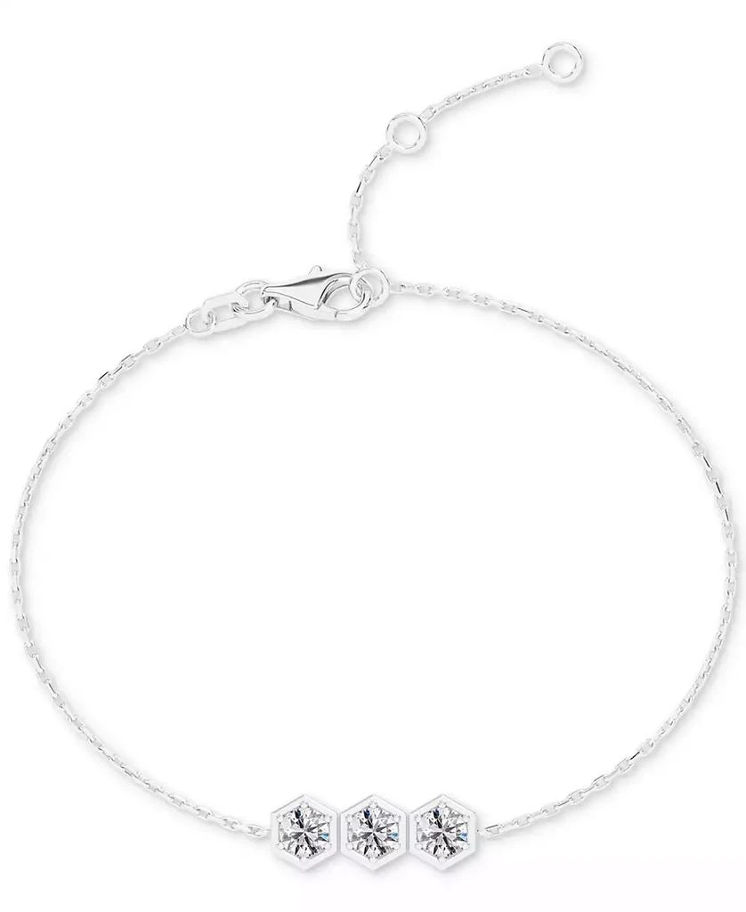 商品De Beers Forevermark|Diamond Three Stone Honeycomb Chain Bracelet (5/8 ct. t.w.) in 14k White Gold,价格¥16332,第1张图片