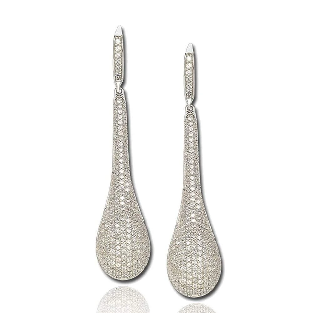 商品Suzy Levian|Suzy Levian Sterling Silver White Cubic Zirconia Teardrop Earrings,价格¥1361,第1张图片