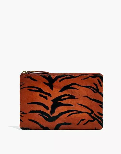 商品Madewell|The Leather Pouch Clutch in Printed Calf Hair,价格¥316,第1张图片