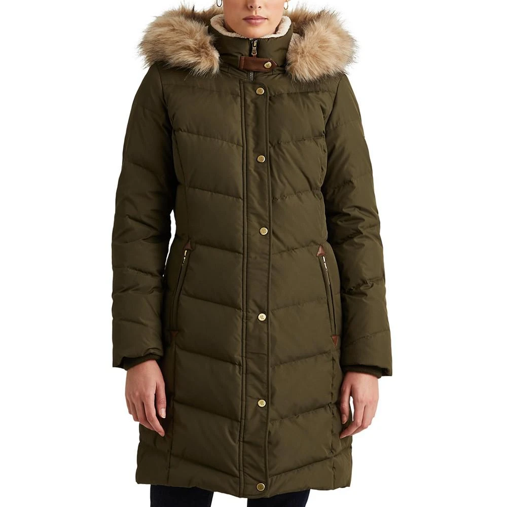 商品Ralph Lauren|Women's Petite Faux-Fur-Trim Hooded Down Puffer Coat, Created for Macy's,价格¥775,第1张图片