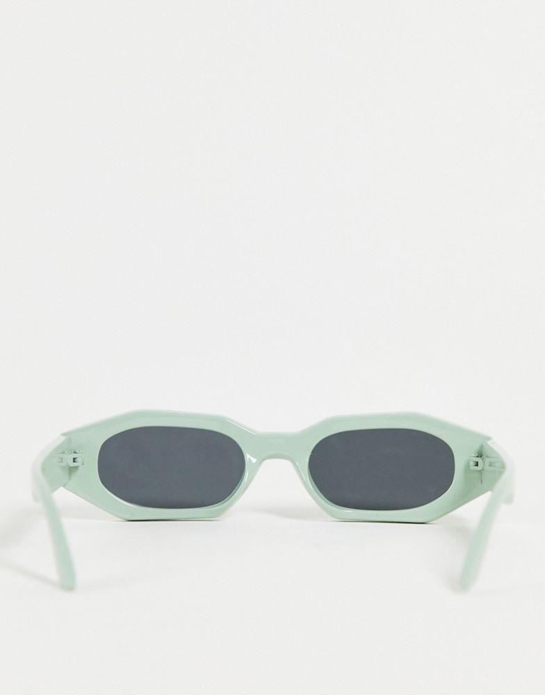 ASOS DESIGN hexagon sunglasses with smoke lens in mint green - LGREEN商品第2张图片规格展示