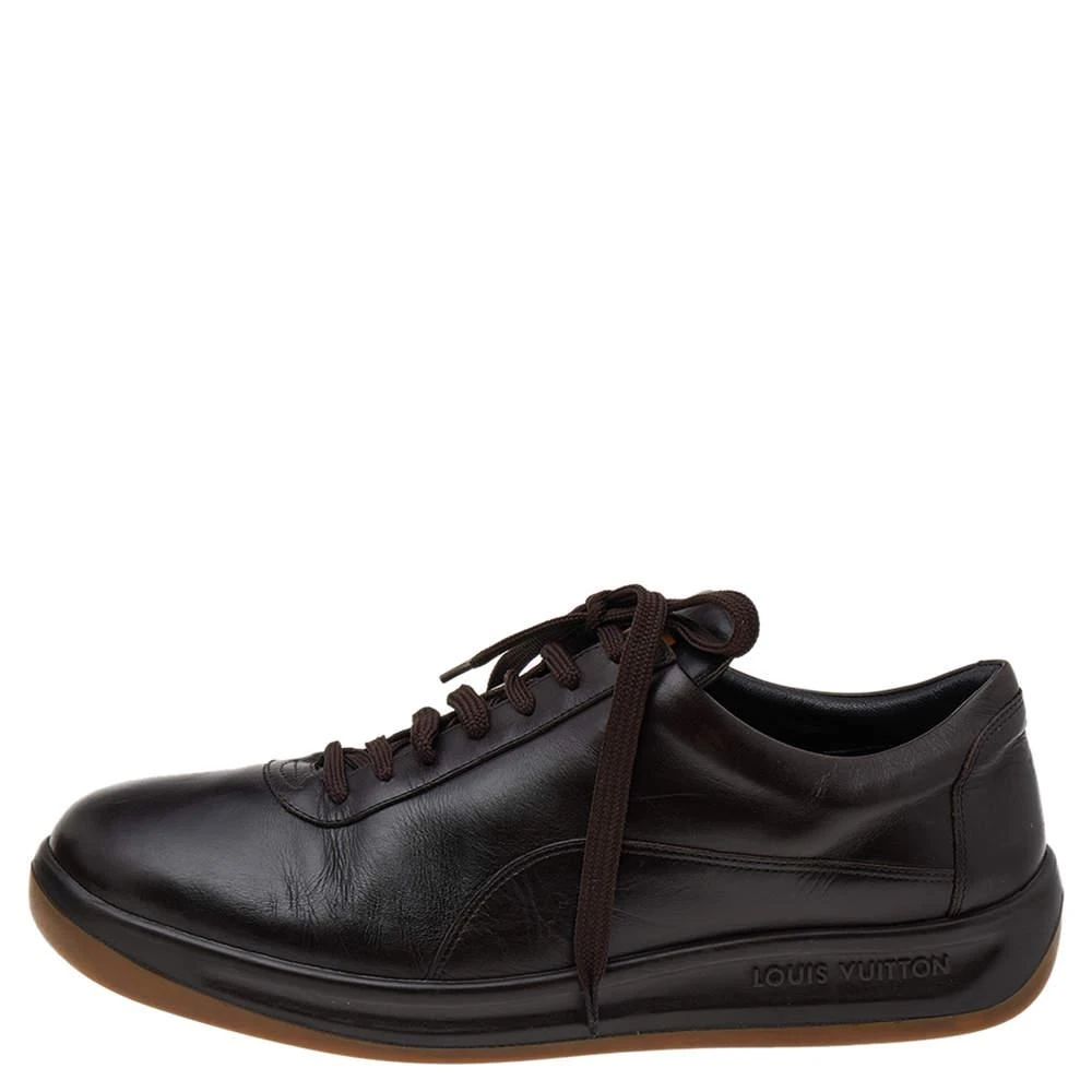 商品[二手商品] Louis Vuitton|Louis Vuitton Dark Brown Leather Low Top Sneakers Size 44.5,价格¥3103,第2张图片详细描述