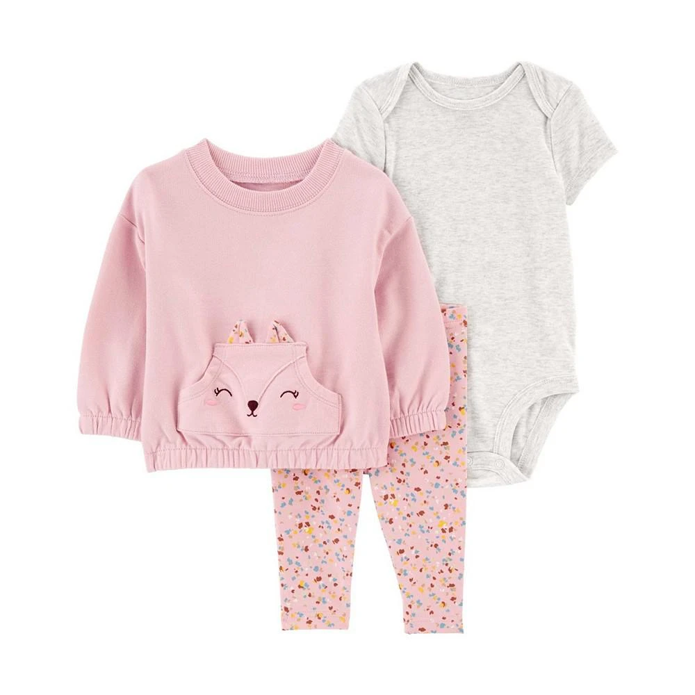 商品Carter's|Baby Girls Cardigan, Bodysuit and Pants, 3 Piece Set,价格¥129,第1张图片