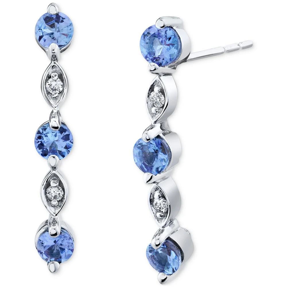 商品Macy's|Tanzanite (7/8 ct. t.w.) & Diamond (1/20 ct. t.w.) Linear Drop Earrings in 14k White Gold,价格¥2862,第1张图片