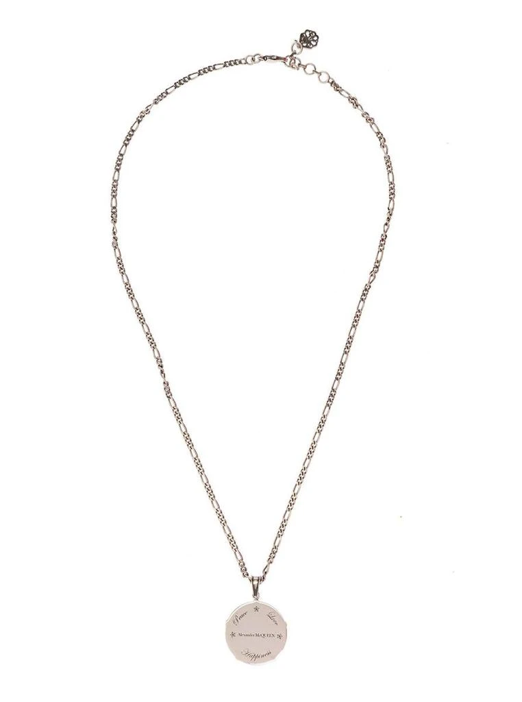 商品Alexander McQueen|Alexander Mcqueen Man's Silver Metal Necklace with Logo Pendant,价格¥2054,第1张图片