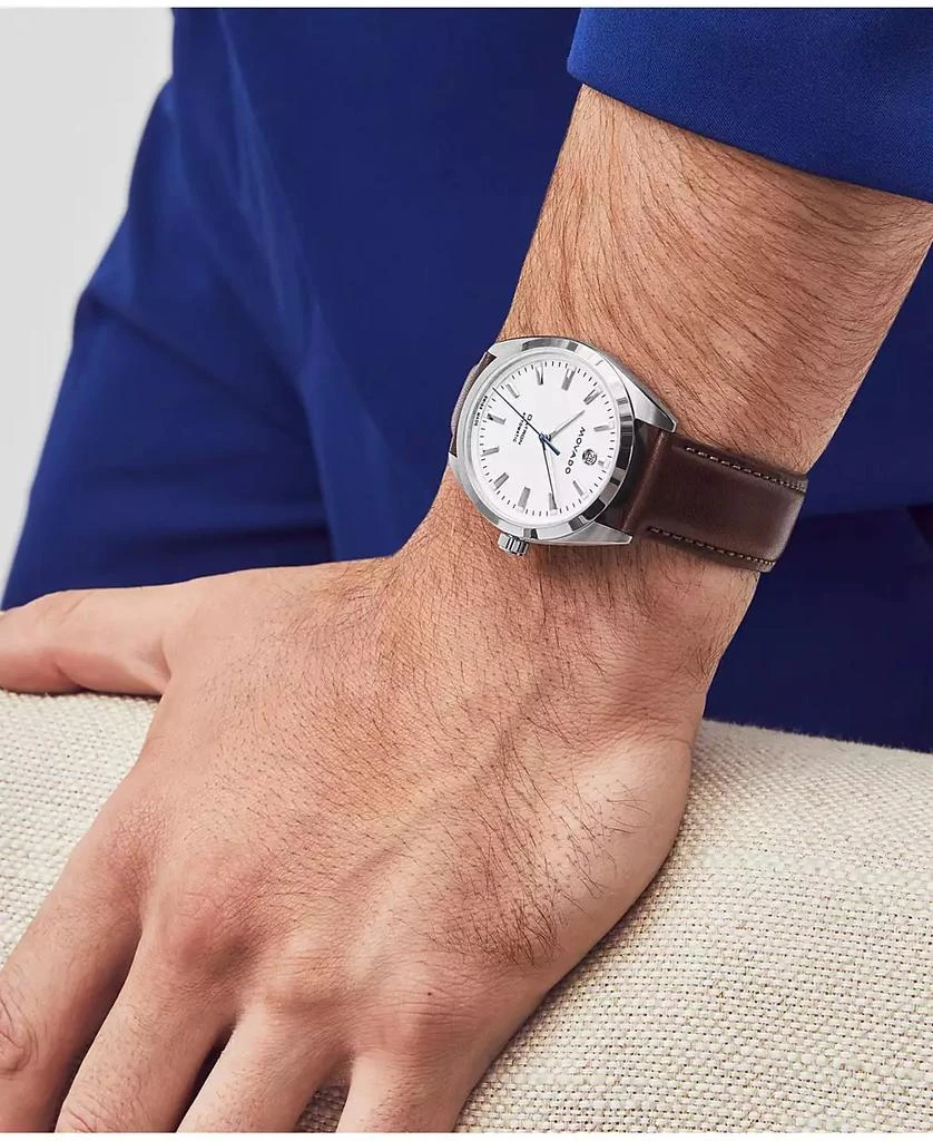 商品Movado|Men's Heritage Datron Swiss Automatic Chocolate Genuine Leather Strap Watch 40mm,价格¥5978,第4张图片详细描述