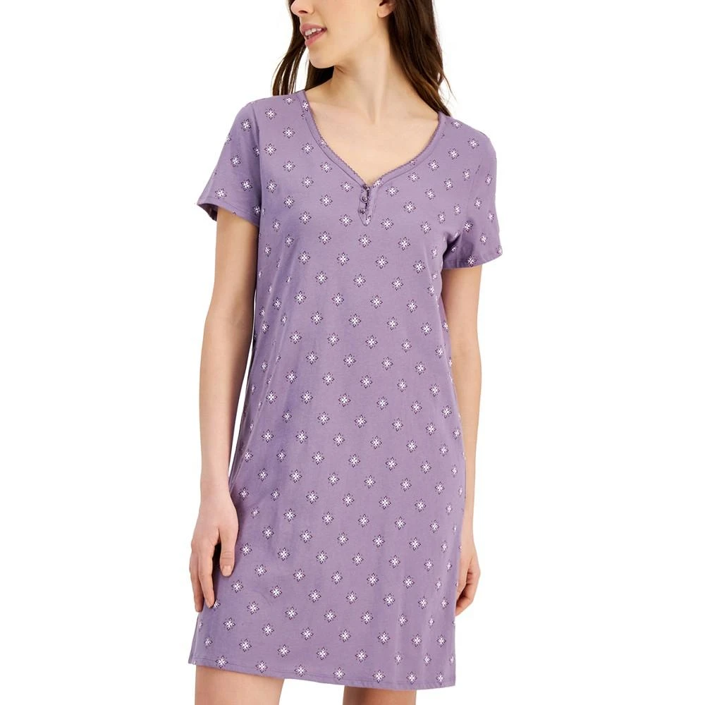 商品Charter Club|Women's Short Sleeve Cotton Essentials Chemise Nightgown, Created for Macy's,价格¥90,第3张图片详细描述