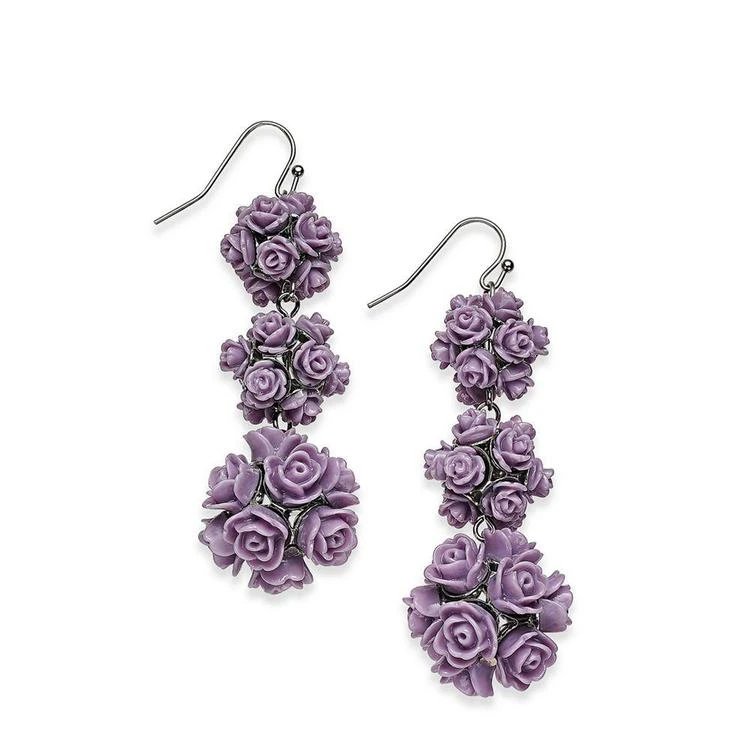 商品INC International|Silver-Tone Purple Rose Ball Drop Earrings, Created for Macy's,价格¥132,第1张图片