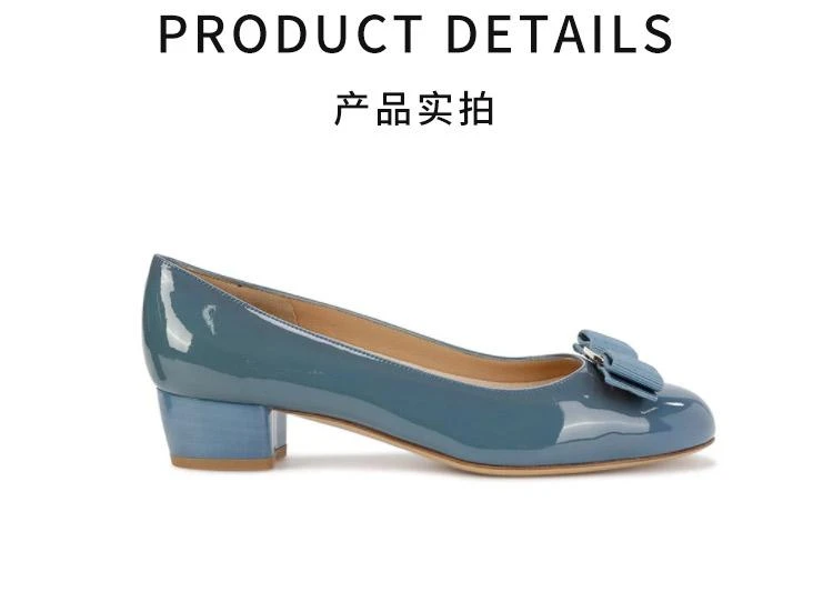 商品Salvatore Ferragamo|香港直邮SALVATOREFERRAGAMO菲拉格慕蓝色蝴蝶结高跟鞋0584097,价格¥5164,第3张图片详细描述