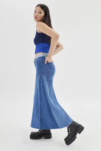 Urban Renewal Remade Denim Ruffle Maxi Skirt商品第3张图片规格展示