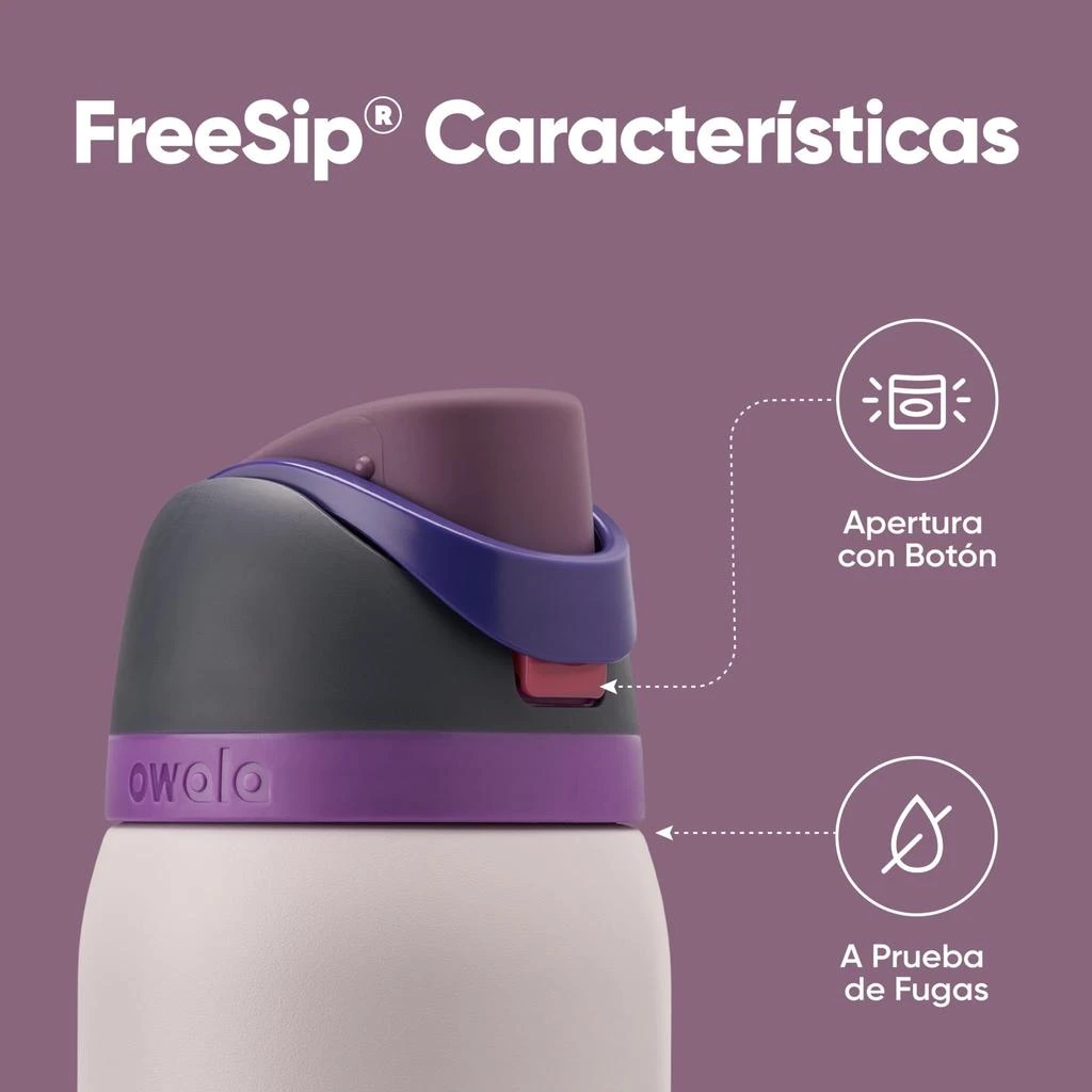 商品Owala|Owala FreeSip Insulated Stainless Steel Water Bottle with Straw for Sports, Travel, and School BPA-Free Sports Water Bottle, 32 oz, Dreamy Field,价格¥207,第3张图片详细描述