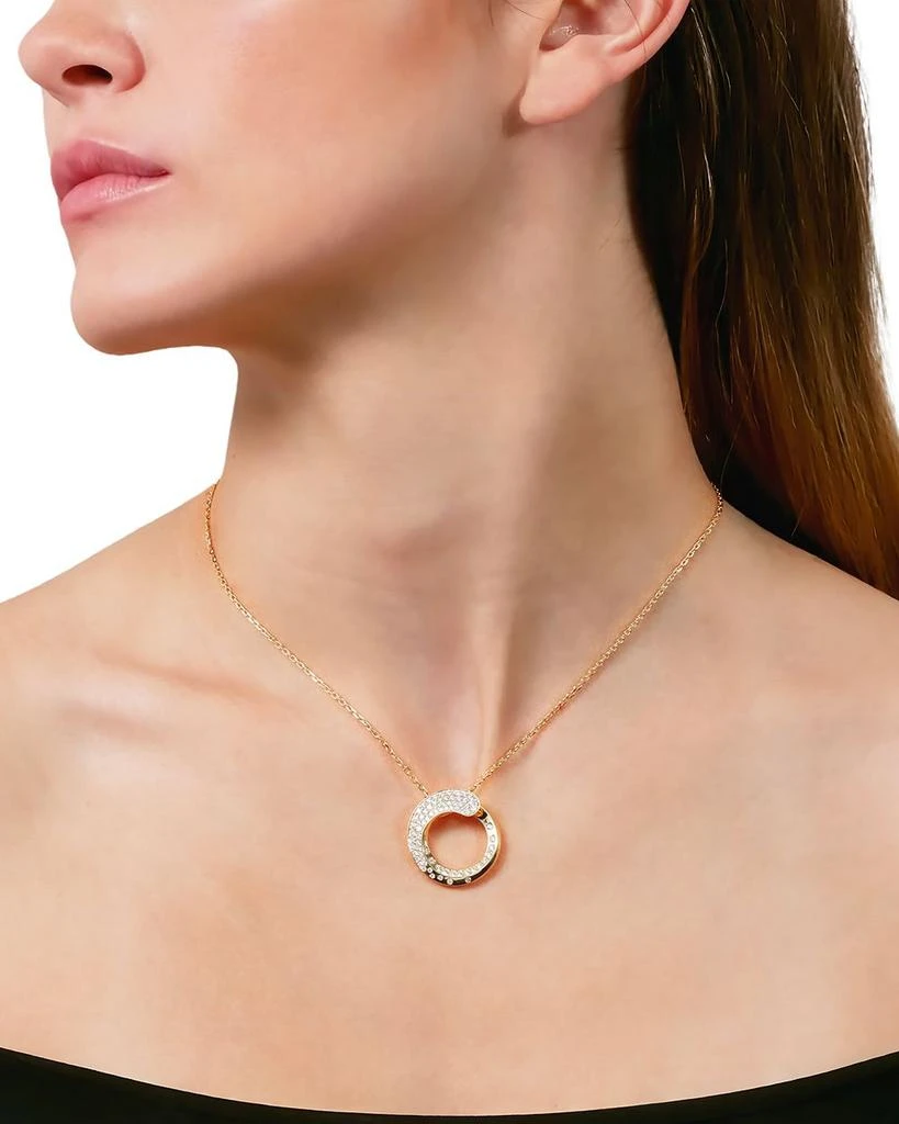 18K Yellow Gold Like Diamond Pavé Circle Pendant Necklace, 14-16" - Exclusive, Italy Campaign 商品