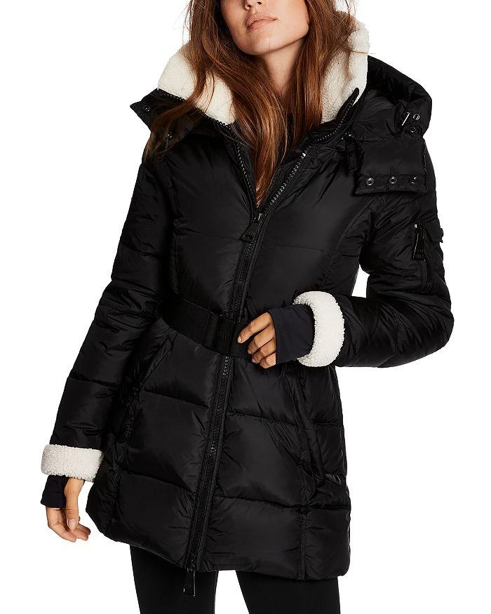 Courtney Shearling Trim Hooded Puffer Coat 商品