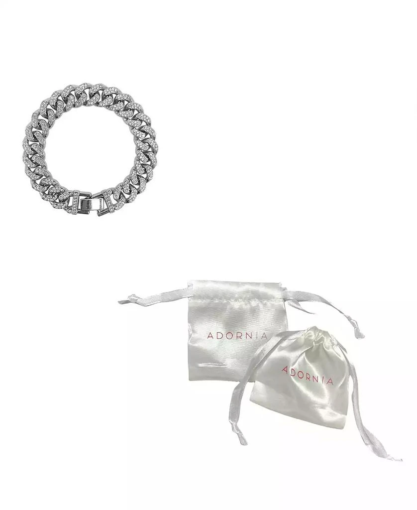 商品ADORNIA|Rhodium Plated Crystal Thick Cuban Curb Chain Bracelet,价格¥228,第3张图片详细描述